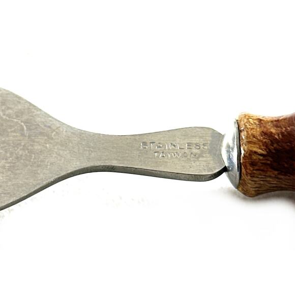 Vintage Stainless Flatware 28 Pc Wood Handle Set Taiwan Rustic Mid Century - Picture 6 of 6